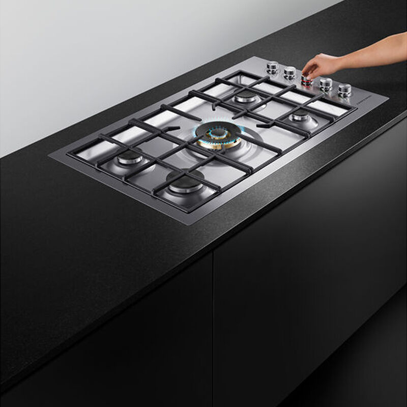 Fisher & Paykel Series 9 36 in. 5-Burner LP Gas Cooktop with Simmer Burner & Power Burner - Stainless Steel, , hires