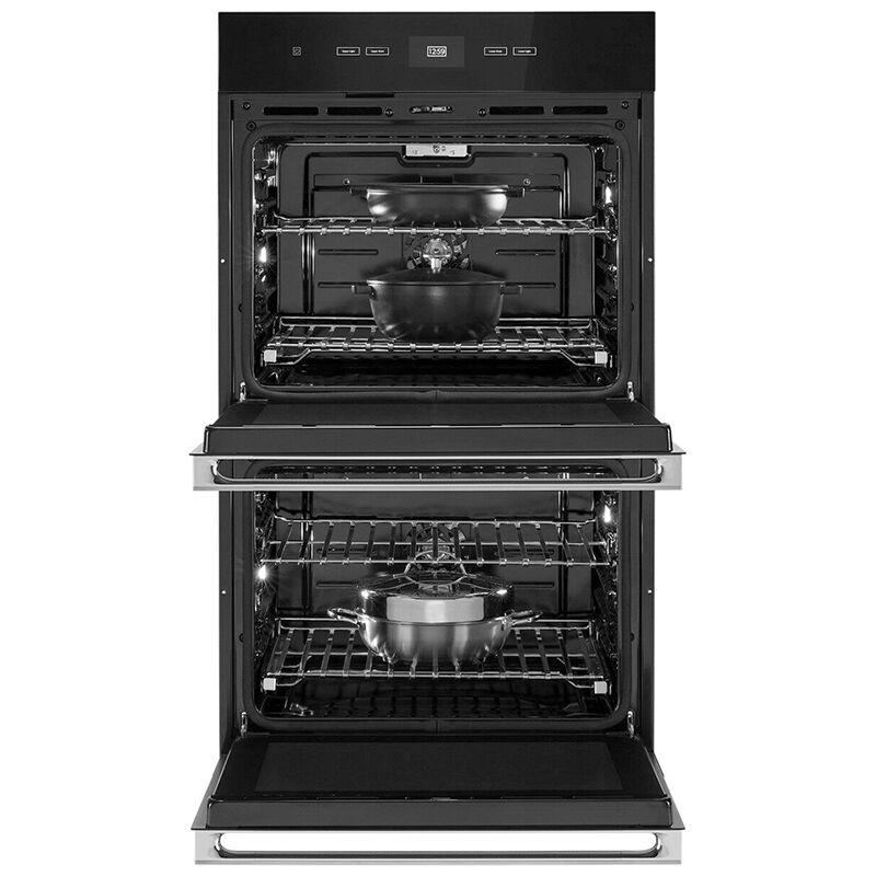 JennAir 30 in. 10 cu. ft. Electric Double Wall Oven with Standard Convection & Self Clean - Floating Glass Black, , hires