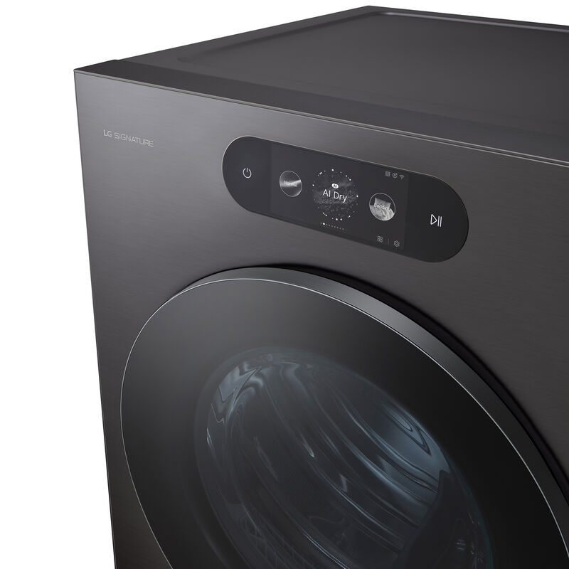 LG Signature 29 in. 9.0 cu. ft. Smart Stackable Gas Dryer with Built-In Intelligence, TurboSteam, AI Sensor Dry & Sanitize Cycle - Brushed Black Steel, , hires