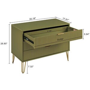 Manhattan Comfort DUMBO Modern 3-Drawer Dresser - Olive Green, Olive Green, hires