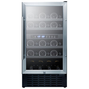 Summit 18 in. Undercounter Wine Cooler with Wood Racks, Dual Temperature Zones & 28 Bottle Capacity - Stainless Steel, , hires