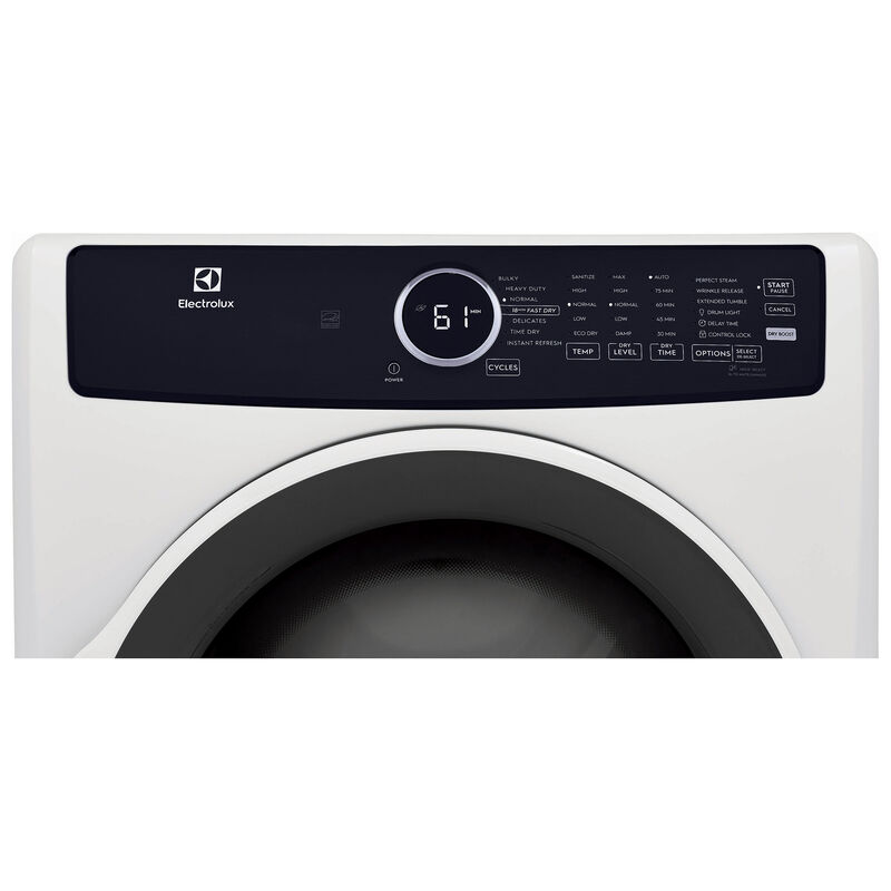 Electrolux 400 Series 27 in. 8.0 cu. ft. Stackable Electric Dryer with 7 Dry Programs, 6 Dry Options, Sanitize Cycle & Wrinkle Care - White, White, hires