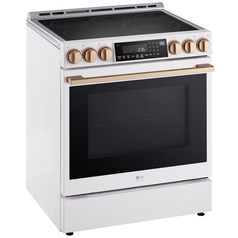 LG Studio 30 in. 6.3 cu. ft. Smart Air Fry True European Convection Slide-In Electric Range with Radiant Burners - Essence White, , hires
