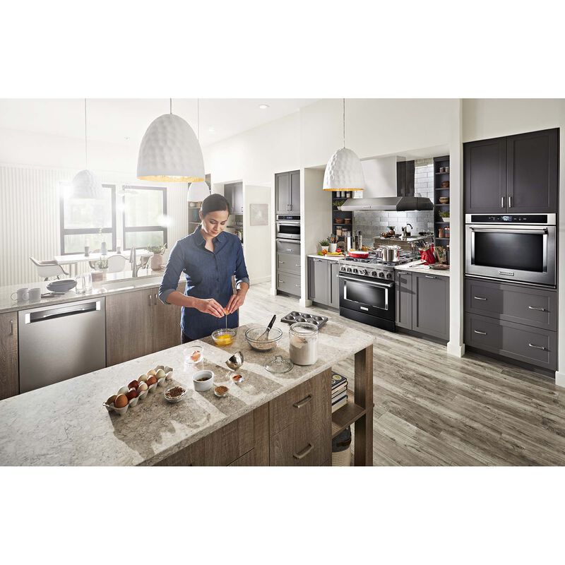 KitchenAid 36 in. 5.1 cu. ft. Smart True European Convection Dual Fuel Range with 6 Sealed Burners - Black, , hires