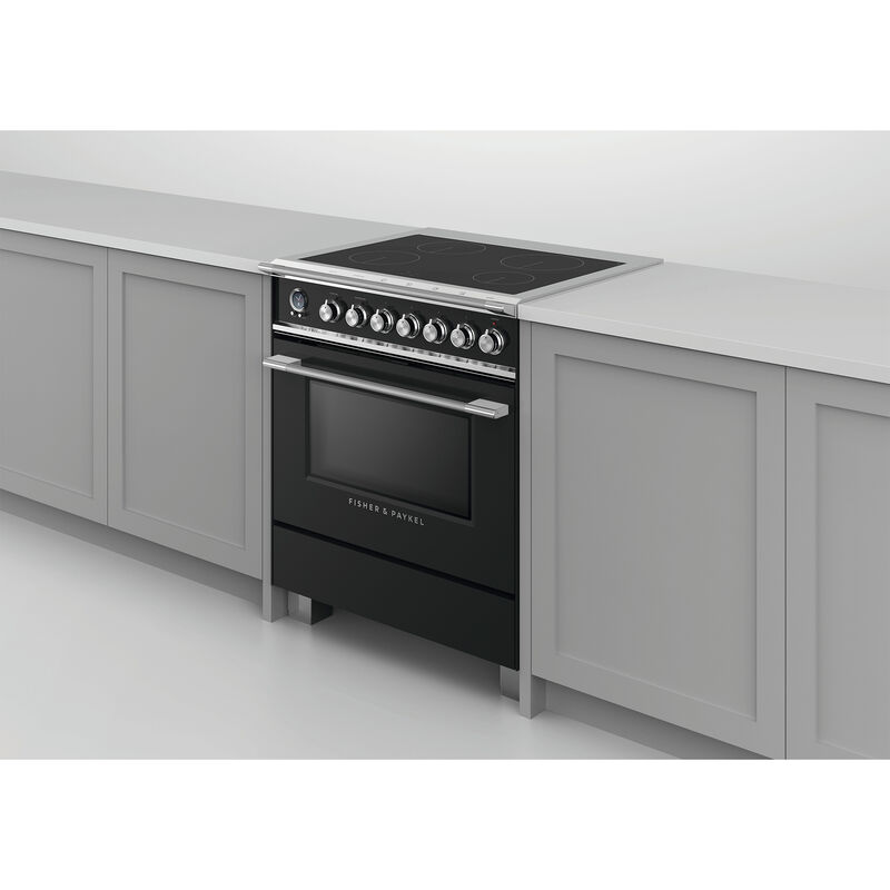 Fisher & Paykel Series 9 Classic 30 in. 3.5 cu. ft. True European Convection Electric Range with 4 Induction Burners - Black, , hires
