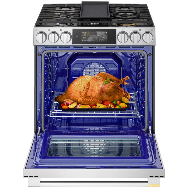 LG Signature 30 in. 6.3 cu. ft. Smart Air-Fry True European Convection Slide-in Gas Range with 5 Sealed Burners & Griddle - PrintProof Stainless Steel, , hires
