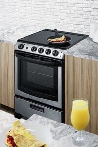 Summit White Pearl Series 24 in. 2.9 cu. ft. Slide-In Electric Range with Smoothtop Burners - Stainless Steel, , hires