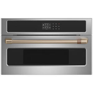 Cafe 30" 1.3 Cu. Ft. Electric Wall Oven with True European Convection & Steam Clean - Stainless Steel, , hires