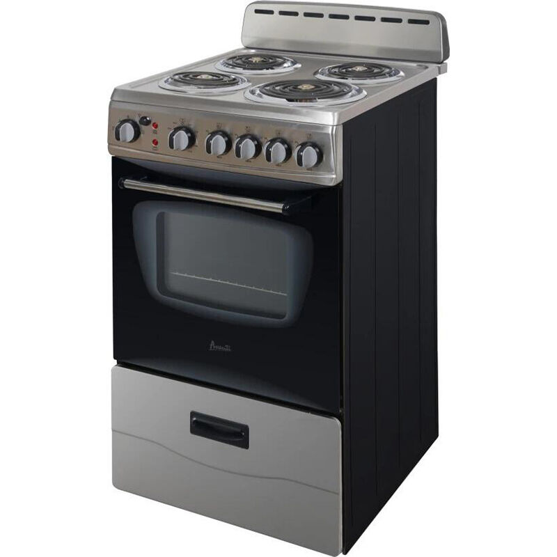 Avanti 20 in. 2.1 cu. ft. Oven Freestanding Electric Range with 4 Coil Burners - Stainless Steel, , hires