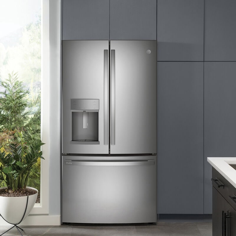 GE Profile 36 in. 27.7 cu. ft. French Door Refrigerator with Ice & Water Dispenser - Fingerprint Resistant Stainless, Fingerprint Resistant Stainless, hires