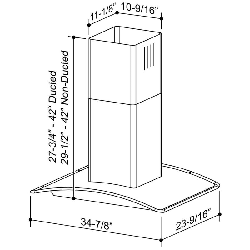 Broan B59 Series 36 in. Convertible Chimney Style Range Hood with 450 CFM, 3 Fan Speeds & 4 Halogen Lights - Stainless Steel, , hires