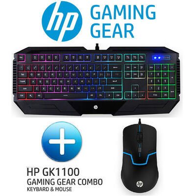 HP Gaming Gear Wired Waterproof RGB Gaming Keyboard and 7 Color Mouse Combo | GK1100