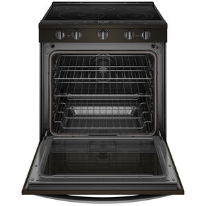 Whirlpool 30 in. 6.4 cu. ft. Smart Oven Slide-In Electric Range with 5 Smoothtop Burners - Blk. w/Smudge-Proof Stainless, Fingerprint resistant Black Stainless, hires