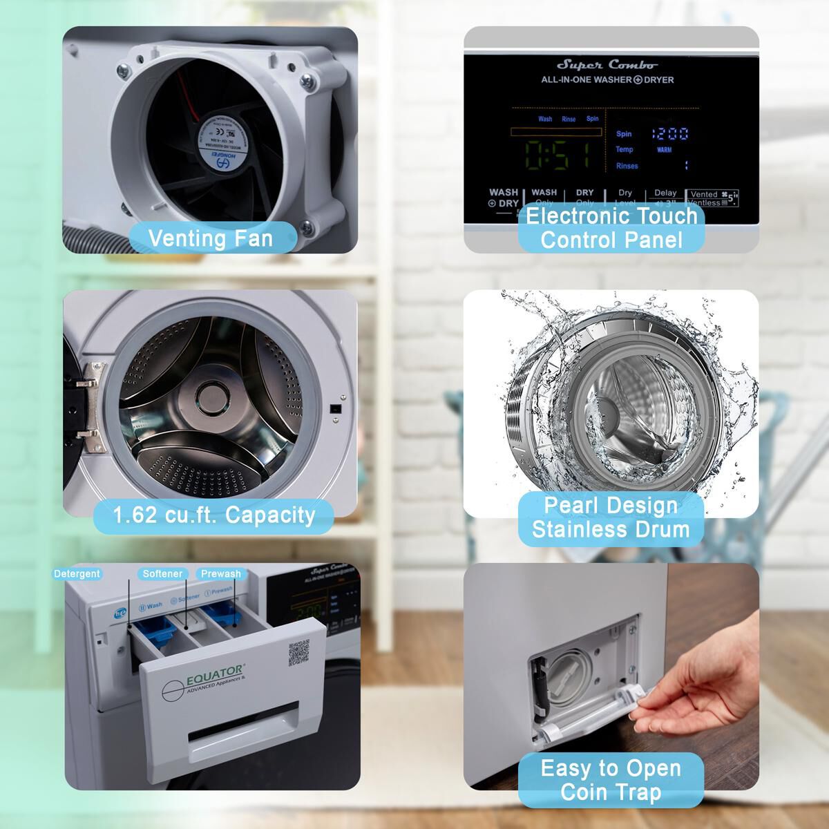 Equator 24 in. 1.6 cu. ft. Electric Front Load Vented/Ventless All