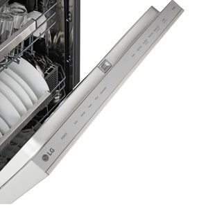 LG 24 in. Top Control Flush-Mount Smart Dishwasher with 44 dBA Sound Level, 3rd-Rack, Dynamic Heat Dry & Pocket Handle - PrintProof Stainless Steel, , hires