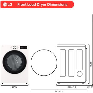 LG 27 in. 7.4 cu. ft. Smart Stackable Electric Dryer with AI Sensor Dry, TurboSteam, Sanitize & Steam Cycle - Alpine White, , hires