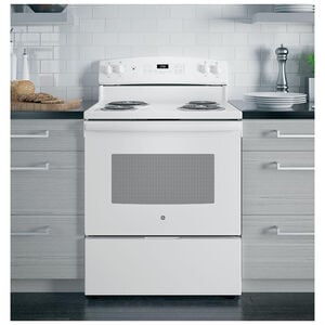 GE 30 in. 5 cu. ft. Electric Range with Coil Burners - White, White, hires