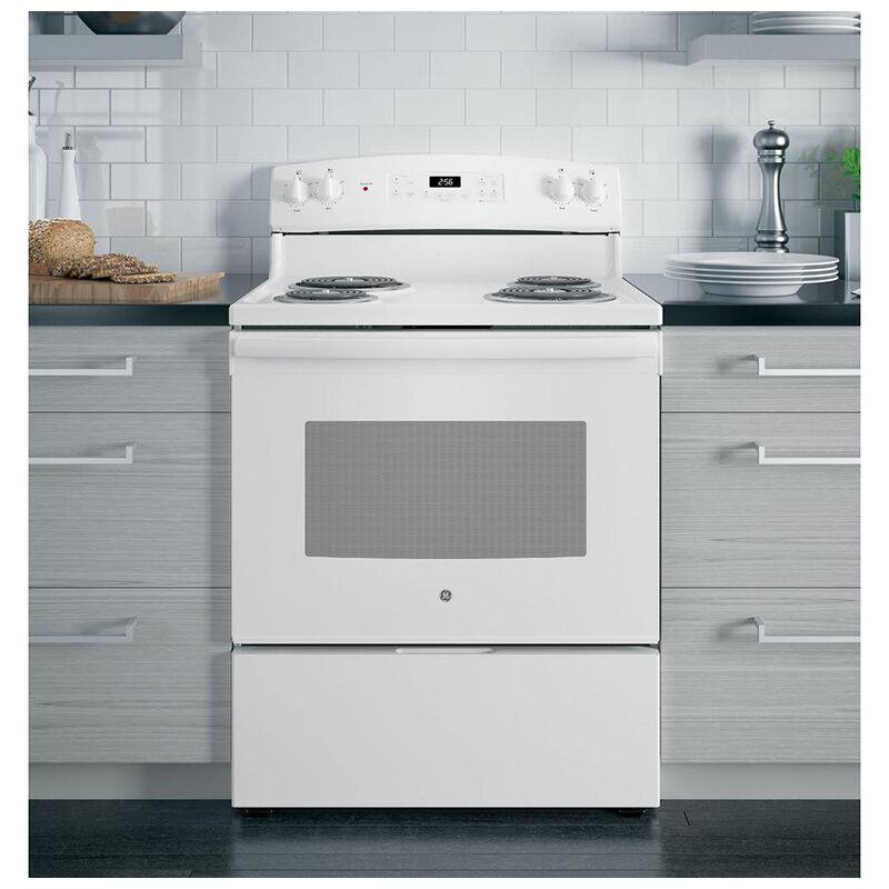 GE 30 in. 5 cu. ft. Electric Range with Coil Burners - White, White, hires