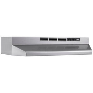 Broan 41000 Series 30 in. Standard Style Range Hood with 2 Speed Settings & 1 Incandescent Light - Stainless, , hires
