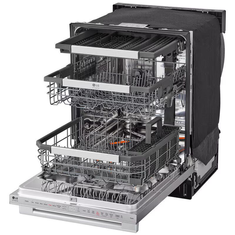 LG Studio 24 in. Top Control Flush-Mount Smart Dishwasher with 40 dBa Sound Level, 3rd-Rack & Dynamic Dry - PrintProof Stainless Steel, , hires