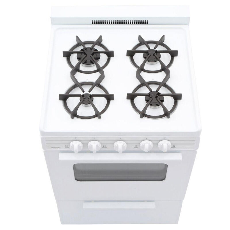 Premier 24 in. 2.9 cu. ft. Gas Range with 4 Sealed Burners - White, , hires