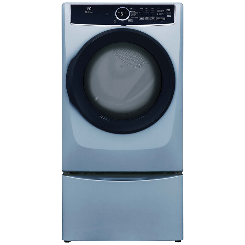 Electrolux 400 Series 27 in. 8.0 cu. ft. Stackable Gas Dryer with Luxury-Quiet Sound System, Sanitize Cycle, Steam Cycle & Sensor Dry - Glacier Blue, Glacier Blue, hires
