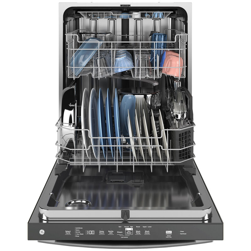 GE 24 in. Top Control Flush-Mount Dishwasher with 47 dBa Sound Level, 3rd-Rack & Dry Boost - Fingerprint Resistant Stainless, Fingerprint Resistant Stainless, hires