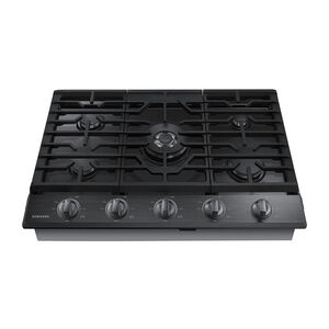 Samsung 30 in. 5-Burner Smart Natural Gas Cooktop with Griddle, Simmer Burner & Power Burner - Black Stainless Steel, Black Stainless Steel, hires