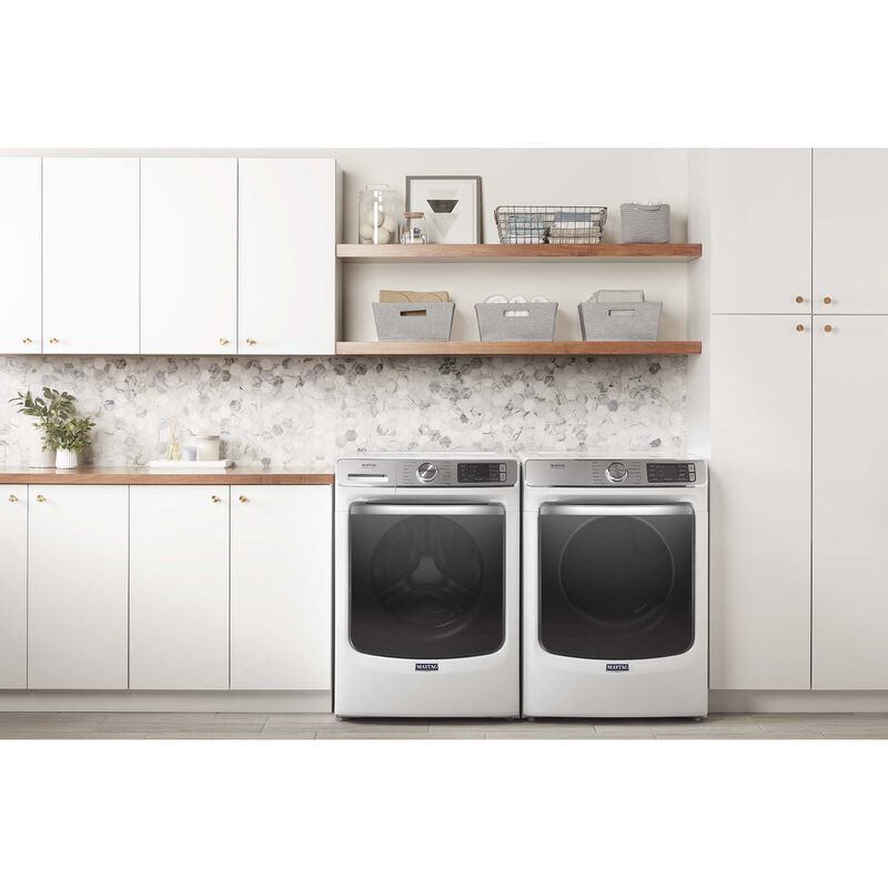 Maytag 27 in. 7.3 cu. ft. Smart Stackable Electric Dryer with Extra Power Button, Industry-Exclusive Extra Moisture Sensor, Sanitize & Steam Cycle - White, White, hires