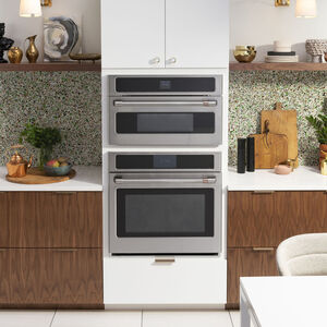 Cafe 30 in. 1.3 cu. ft. Steam Electric Single Wall Oven with True European Convection - Stainless Steel, , hires