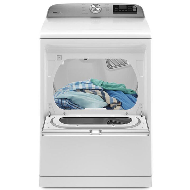 Maytag 27 in. 7.4 cu. ft. Smart Electric Dryer with Extra Power Button, Sensor Dry, Sanitize & Steam Cycle - White, White, hires