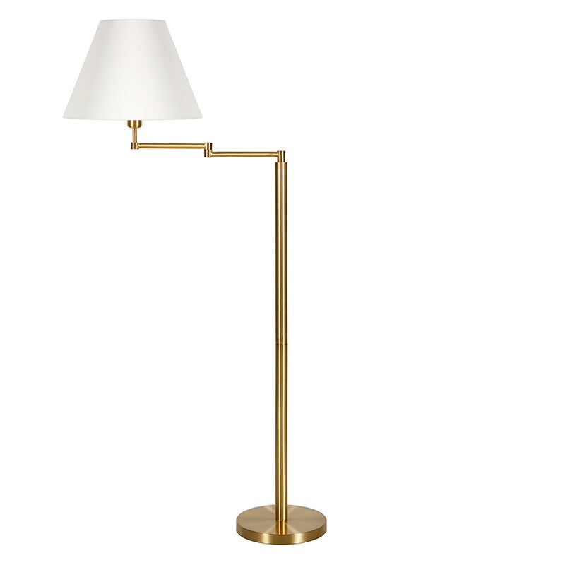 Hudson & Canal Moby Swing Arm Brass Floor Lamp with Empire Shade, , hires