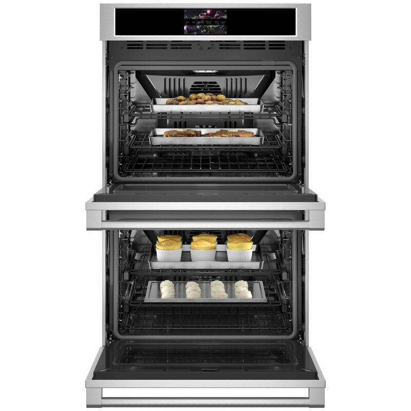 Monogram Statement Series 30 in. 10 cu. ft. Smart Top Control SpeedElectric Double Wall Oven with True European Convection - Stainless Steel, , hires