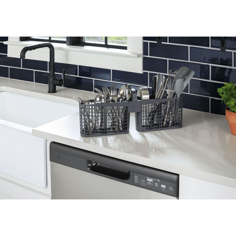 GE 24 in. Front Control Flush-Mount Dishwasher with 55 dBa Sound Level, Dry Boost & Pocket Handle - Bisque, Bisque, hires
