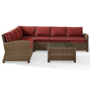 Crosley Bradenton 5 Piece Wicker Outdoor Sectional - Sangria, , hires