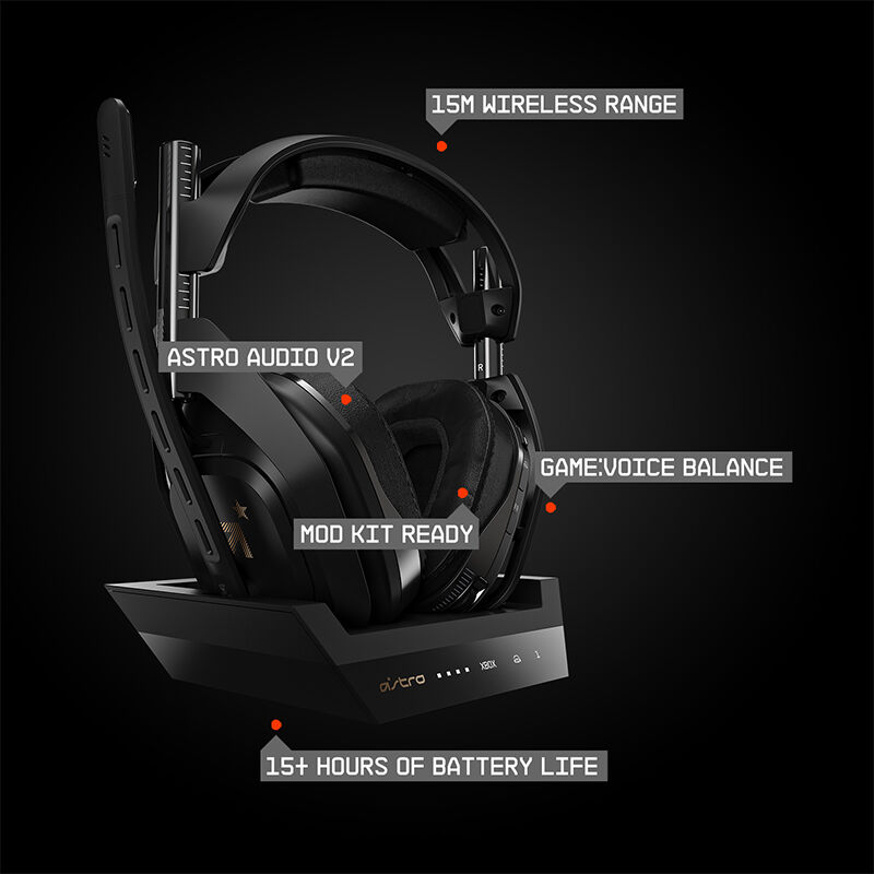 Astro Gaming A50 Wireless Stereo Headset + Base Station for Xbox Series  X/S, Xbox One/PC (Black/Gold)