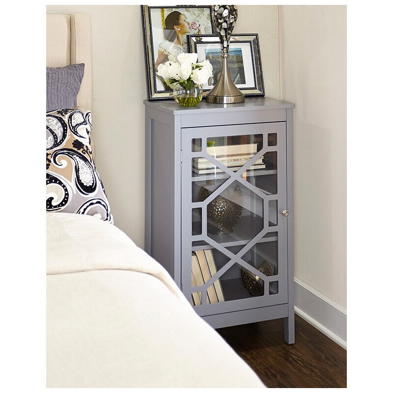 Hale 20" Glass Door Cabinet-Gray, , hires