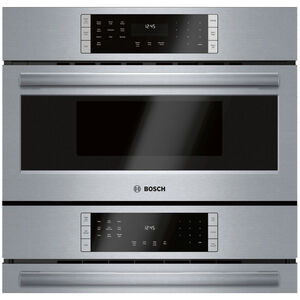 Bosch 800 Series 30 in. 6.2 cu. ft. Smart Speed Electric Microwave/Wall Oven Combo with True European Convection & Sensor Cooking - Stainless Steel, , hires
