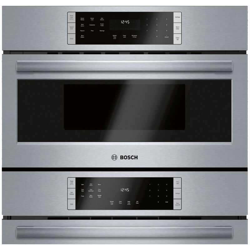 Bosch 800 Series 30 in. 6.2 cu. ft. Smart Speed Electric Microwave/Wall Oven Combo with True European Convection & Sensor Cooking - Stainless Steel, , hires