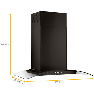 Whirlpool 36 in. Convertible Chimney Style Range Hood with 400 CFM, 3 Fan Speeds & 2 LED Lights - Black Stainless, , hires