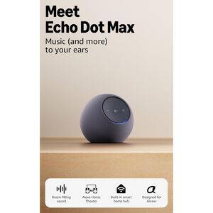 Amazon Echo Dot Max (newest model), Alexa speaker with room-filling sound and built-in smart home hub, designed for Alexa+ (Graphite), , hires