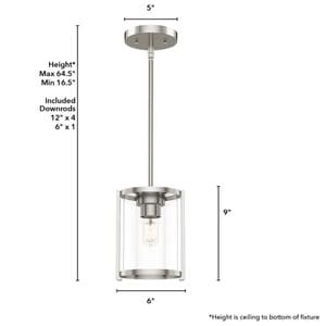 Hunter Astwood 6.25 in. Mini Pendant with Clear Glass - Brushed Nickel, , hires