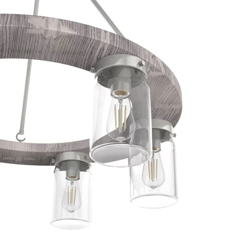 Hunter Devon Park 26.5 in. 6-Light Chandelier with Clear Glass - Brushed Nickel, , hires