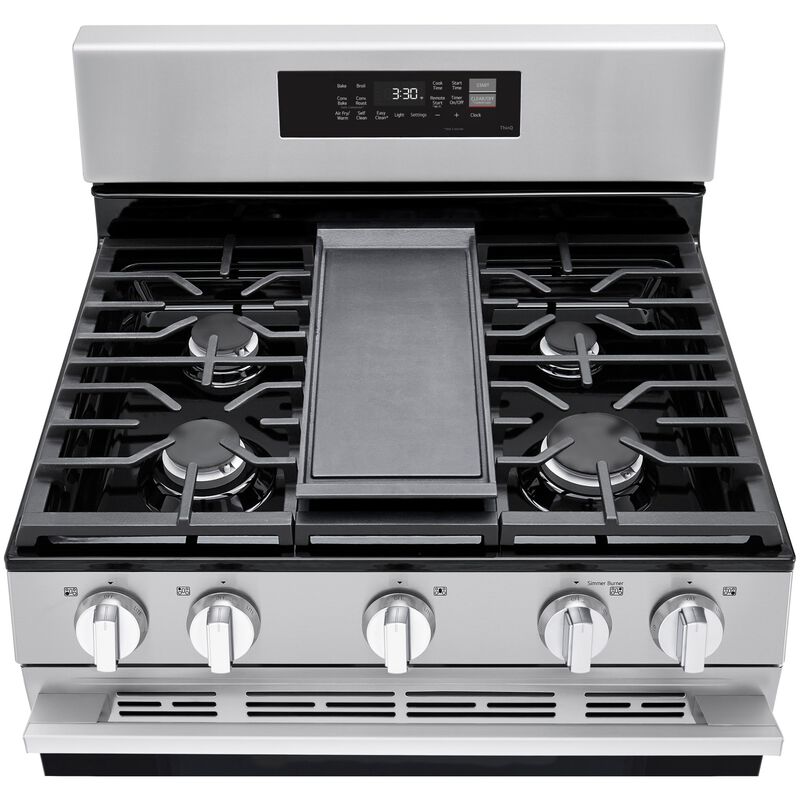 LG 30 in. 6.3 cu. ft. Smart Air Fry True European Convection Gas Range with 5 Sealed Burners & Griddle - Stainless Steel, , hires