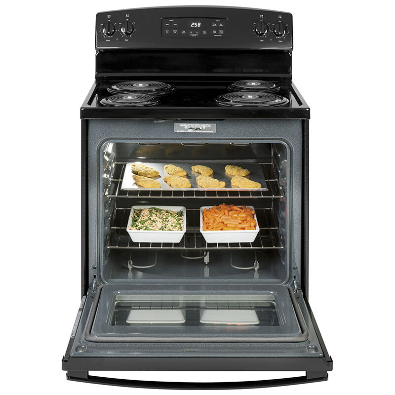GE 30 in. 5.3 cu. ft. Oven Freestanding Electric Range with 4 Coil Burners - Black, Black, hires