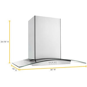 Whirlpool 36 in. Convertible Chimney Style Range Hood with 400 CFM, 3 Fan Speeds & 2 LED Lights - Stainless Steel, , hires
