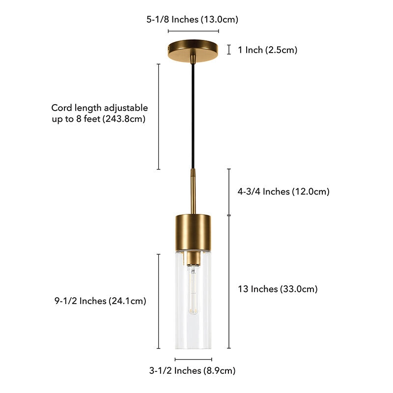 Hudson & Canal Lance 3.5 in. Pendant with Clear Glass - Brass, , hires