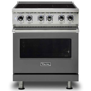 Viking 5 Series 30 in. 4.7 cu. ft. Convection Oven Freestanding Electric Range with 4 Smoothtop Burners - Damascus Grey, , hires