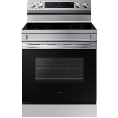 Samsung 30 in. 6.3 cu. ft. Smart Oven Freestanding Electric Range with 4 Smoothtop Burners - Stainless Steel | NE63A6111SS