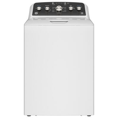 GE 27 in. 4.5 cu. ft. Top Load Washer with Stainless Steel Basket, Cold Plus, Wash Boost , True Dual-Action Agitator & Sanitize with Oxi - White | GTW485ASWWB